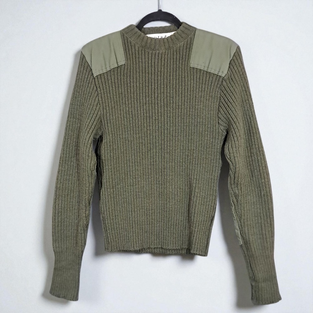 Vintage Mitts Nitts Army‎ Wool Sweater Size 38 Small Army Green Knitted 90s VTG